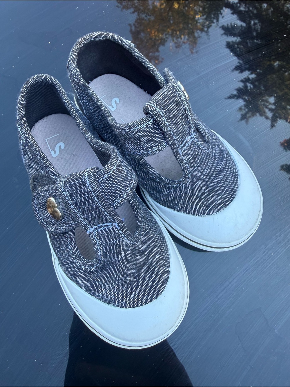 Vans Kids Gray Slip-On T-Strap Sneakers